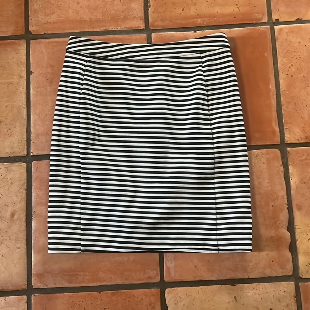 Black and white striped a-line skirt